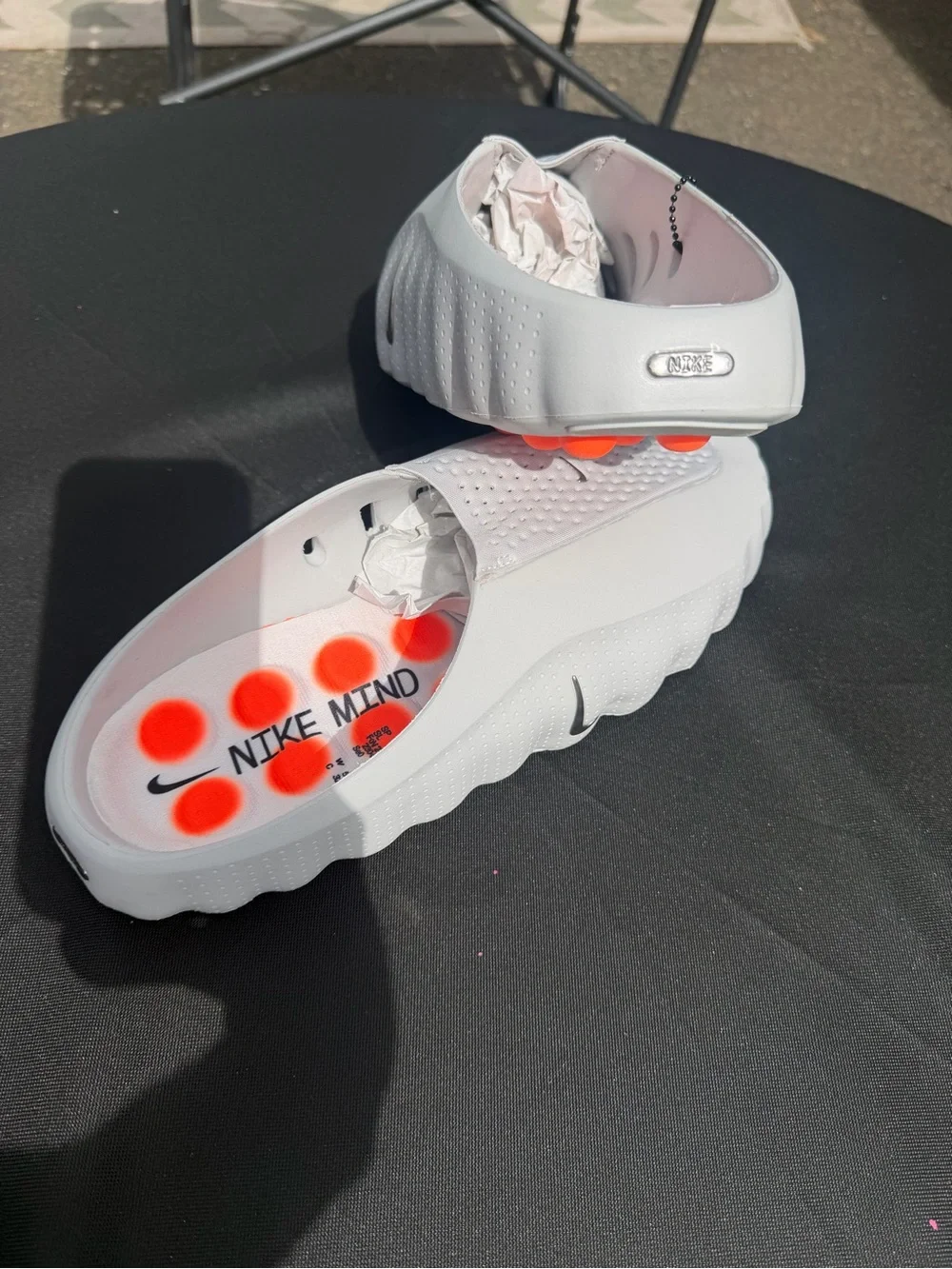 Minds 001 White Slip-On Comfort Clog with orange Nodes